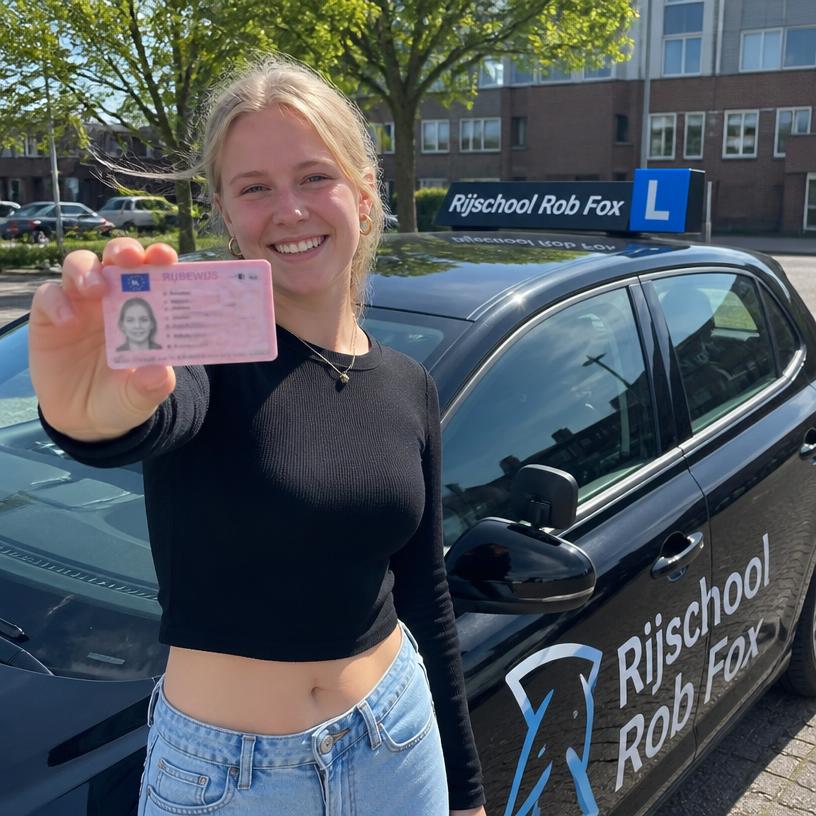 Lisa van Dijk geslaagd bij Rijschool Rob Fox