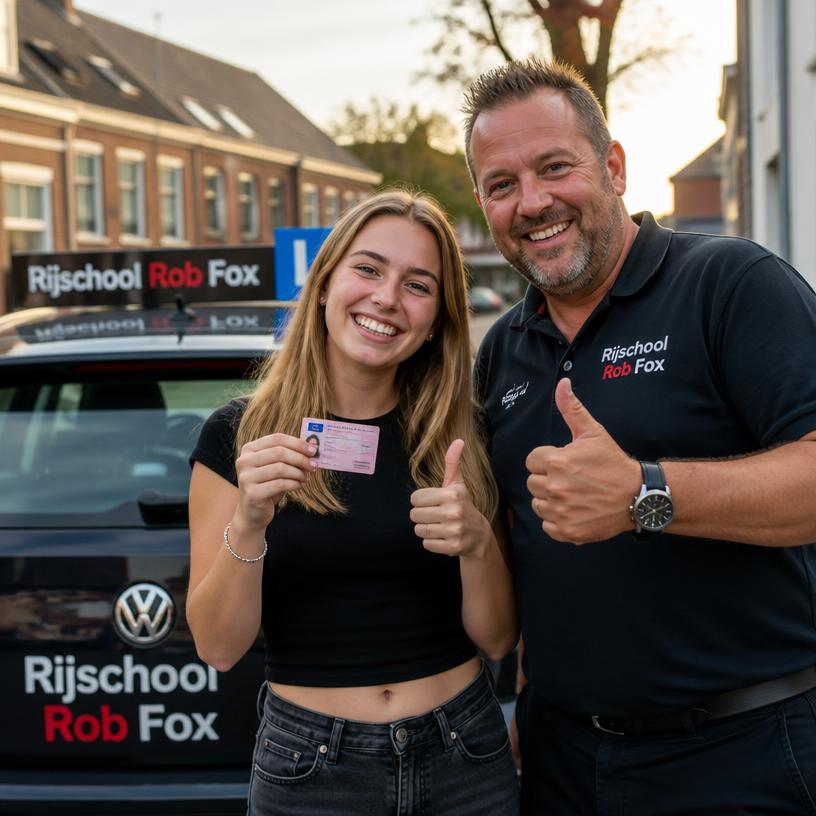 Sanne de Vries geslaagd bij Rijschool Rob Fox